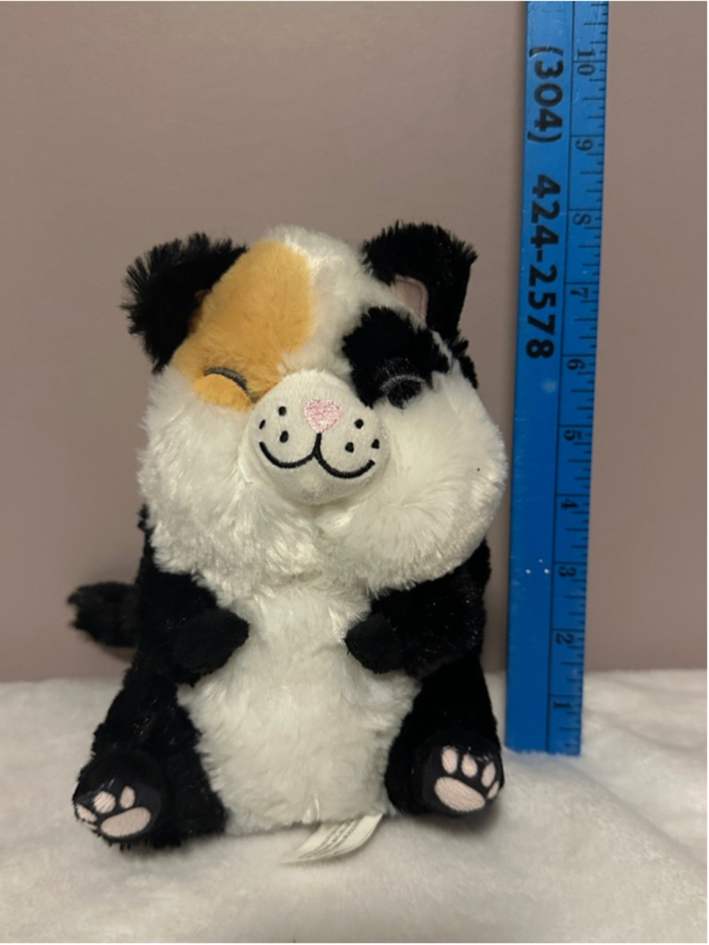 Nanco Belly Buddies Calico Cat Plush Stuffed Animal Toy 8" Black White Orange